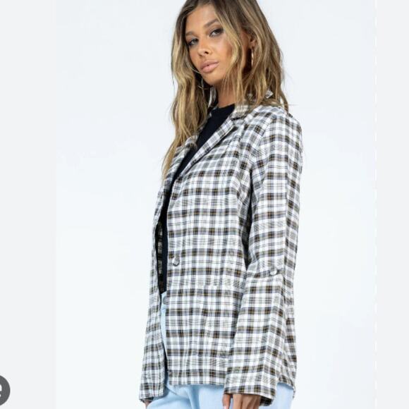 PRINCESS POLLY Pamela Blazer S /M Small Medium M Plaid - Picture 1 of 8
